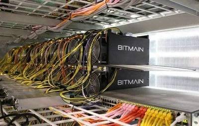 Modern mining farm with liquid cooling setup